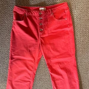 Pop Sugar Wide-Leg High-Waisted Crop Pants RED 18